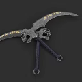 Decorative Scythe Weapon With Golden Patterns And Skull Decorations Double Handles