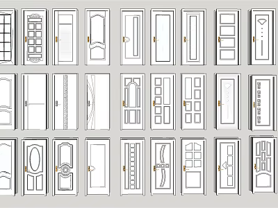 Various Hinged Door Designs For Home Interior With Different Panel Styles 3d model