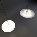 Modern White Layered Pendant Lights Hanging Against Gray Wall Background 3d model