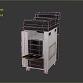 Gray And White Rolling Industrial Machine With Top Platform Lower Tray And Wheels
