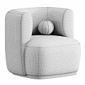Modern Beige Upholstered Accent Chair with Curved Armrests Round Decorative Ball and Plush Seat Cushion