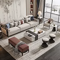 New Chinese Sofa Coffee Table Combination 3d model