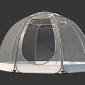 Transparent Dome Tent With Fairy Lights And White Base Structure 3d model