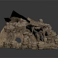 Scenic Components Of Fantasy Rock Landscape Featuring Mushroom Structures And Cave Formations
