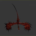 Flying Red Dragon With Spiked Patterned Wings In Dark Gray Background