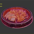 Delicious Grilled Ribs Served On Red And Black Plate With Brown Mat