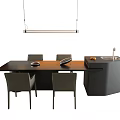 Modern Black Dining Table With Gray Chairs And Pendant Light In Kitchen Area