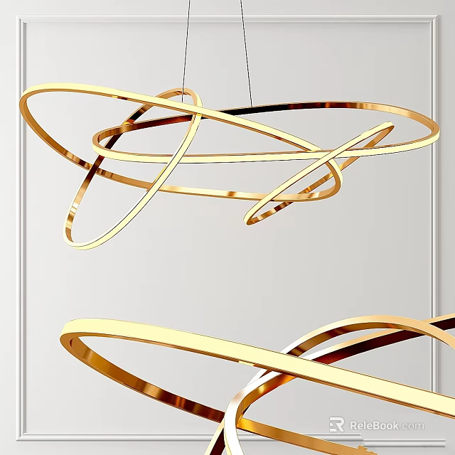 Modern Golden Curved Chandelier Design With Sleek Lines For Contemporary Interior Decoration 3d model 