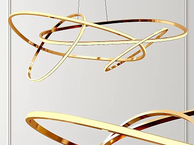 Modern Golden Curved Chandelier Design With Sleek Lines For Contemporary Interior Decoration 3d model