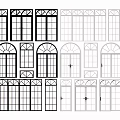 Various Window And Door Designs With Different Shapes In Black And White 3d model
