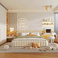 Cozy Kids Room With Soft Bed Toys Storage Cabinets Wall Sign And Plush Rug