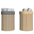 Woven Storage Baskets Set of Two with Gray and Beige Tops