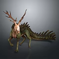 Mythical Creature Character With Antlered Head Scaled Body And Long Tail 3d model