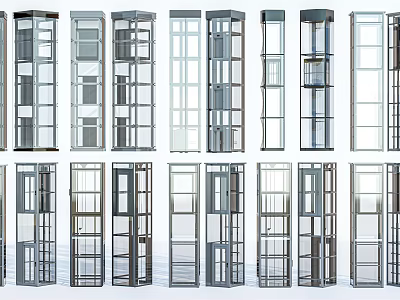 Various Modern Elevator Design Options Featuring Glass Panels And Metal Frame Styles 3d model