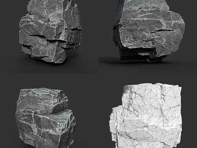 Detailed Stone and Wood 3D Models with Textured Surfaces and Realistic Rendering Views 3d model