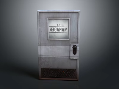 Vintage Metal Manager Office Door With Sign Handle And Panel Design 3d model