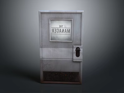 Vintage Metal Manager Office Door With Sign Handle And Panel Design 3d model