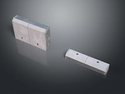 Different Sizes Rectangular Concrete Blocks With Surface Holes On Gray Background 3d model