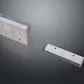 Different Sizes Rectangular Concrete Blocks With Surface Holes On Gray Background