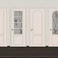 White Swing Doors With Various Designs Glass Panels And Golden Handles