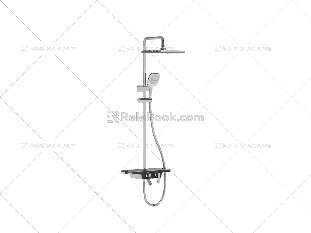 Modern shower shower with large shower 3d model