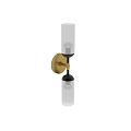 Modern Wall Sconce Lighting With Cylindrical White Glass Shade And Gold Black Accents
