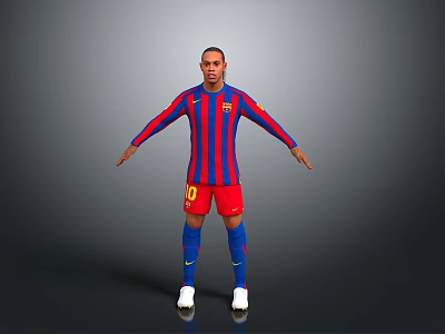 Red And Blue Striped Jersey With Red Shorts Blue Socks And White Sneakers Sports Outfit 3d model