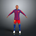 Red And Blue Striped Jersey With Red Shorts Blue Socks And White Sneakers Sports Outfit