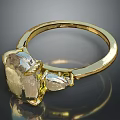 Elegant Gold Ring With Large Gemstone And Small Accent Stones Design