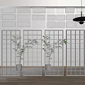 Modern Room Dividers With Grid And Circular Patterns For Interior Space 3d model