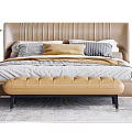 Elegant Modern Double Bed With Tufted Headboard Nightstand Bed Bench And Decorative Pillows 3d model
