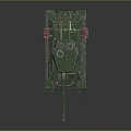 Green Military Tank With Weathered Exterior Cannon Turret And Red Track Details