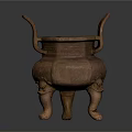 Ancient Ceramic Ding Vessel With Three Legs Ornate Handles And Traditional Craftsmanship 3d model