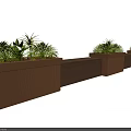 Garden Decorative Wooden Rectangular Planters With Lush Green Plants For Outdoor Use