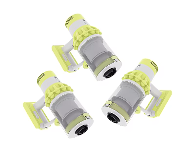 Three Yellow and Gray Handheld Household Vacuum Cleaners for Daily Cleaning Use 3d model