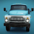 Vintage Blue Truck With Open Cargo Bed Classic Cab And Black Tires On Blue Background