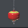 Red Hanging Fire Equipment with Chain and Yellow Accents for Safety