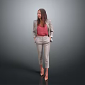 Game Movie Female Character In Gray Blazer Pink Top And High Heels Standing Pose