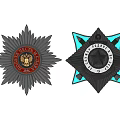 Star Shaped Wall Decor Medals With Red Blue Accents And Central Insignia