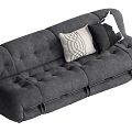 Dark Gray Modern Sectional Sofa With Tufted Design Decorative Cushions And Geometric Abstract Patterns 3d model