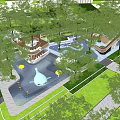 Outdoor Children's Playground With Lush Trees Safe Play Structures And Green Surfaces