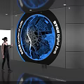 Real Time Projection Monitoring System With Holographic 3D Display And Person Viewing City Night View