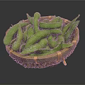 Fresh Green Edamame in a Handwoven Bamboo Basket Ready to Serve