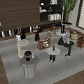 Modern log wind side table small coffee table marble side table round side table 3d model