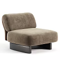 Modern Light Gray Fabric Single Sofa With Brown Armrest And Black Base