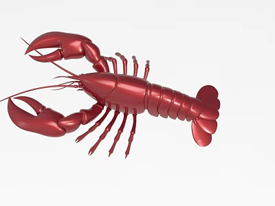 Red Aquatic Lobster With Shiny Shell Large Claws And Detailed Body Structure 3d model