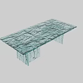 Sleek Modern Coffee Table With Textured Glass Top And Turquoise Transparent Legs