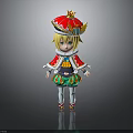 Cartoon Character With Golden Hair Red Hat And Traditional Costume