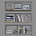 Stylish Two Seater Sofa With Bookshelf Books Decorative Art And Bicycle Model