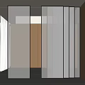 Modern Sliding Doors With Black Frame Frosted Glass And Vertical Stripes For Interior Partition